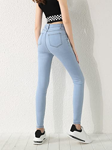 Sweatyrocks Girl's High Waist Skinny Jeans Casual Stretchy Denim Pants Light Wash 10-11Y #TOP1