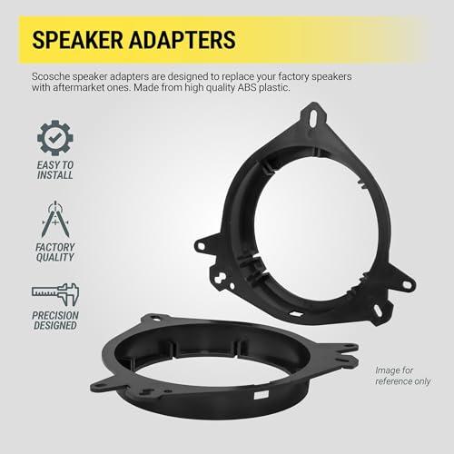 Scosche SAGMHR634 6.5”-6.75” Speaker Adapters Compatible with Select 2005-20 GM Vehicles - 6 1/2" to 6 3/4" Adapter Spacer for Car Door Speakers - Sold in Pairs - See Fit Guide in Image for Vehicles