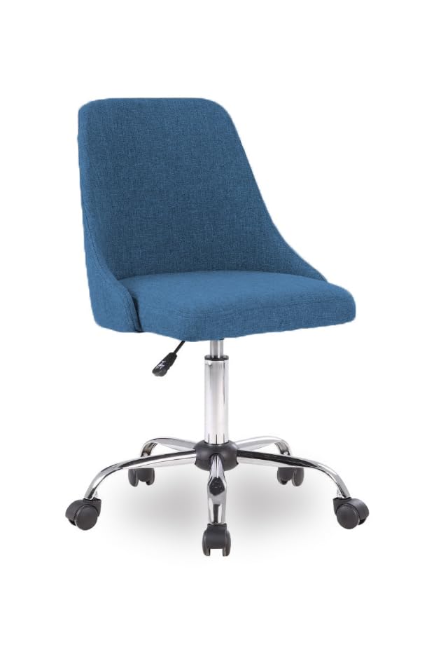 Image of Taskpro Fabric Upholstered Height-Adjustable 360 Swivel Revolving Office Study Desk Chair in Blue Color