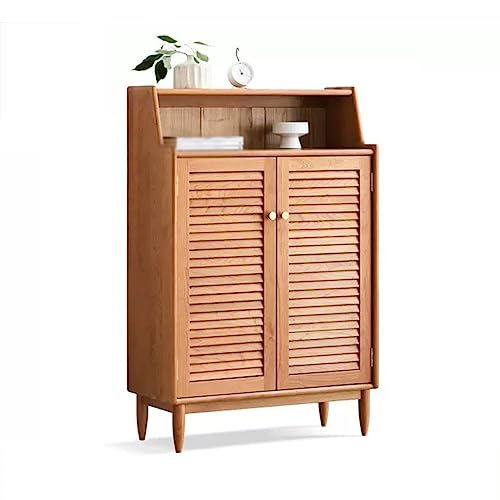 Shoe Cabinet for Entryway Solid Wood Shoe Cabinet Home Entrance Shoe Rack Cherry Wood Home Living Room Entry Storage Locker Shoe Rack for Entryway Shoe Storage Cabinet (A) ()