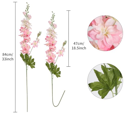 Insunsix 6Pcs Pink Artificial Flowers 33 Inch Pink Delphinium Silk Flowers Long Stem Fake Pink Flowers For Wedding Centerpieces For Home Tables Party Decor thumb #1
