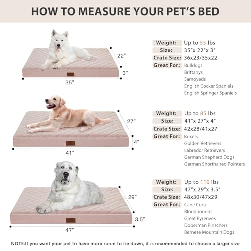 Image of WNPETHOME Orthopedic XL Dog Bed for Crate, Waterproof Extra Large Dogs Bed with Removable Washable Cover, Multi-Needle Quilting Dogs Crate Bed