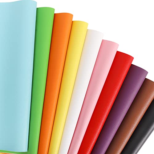 ZAIONE Solid Faux Leather Sheets: Grain Colors Leather 10Pcs 12x12 Inch Solid Color Black White Brown Leather Sheets Bundle for Making Earrings,Bows,Sewing Craft