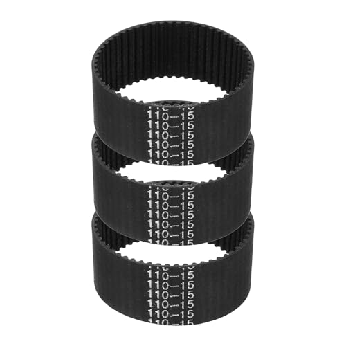 sourcing map 110mm GT-2 Timing Belt 15mm Width 2mm Pitch Black 3pcs