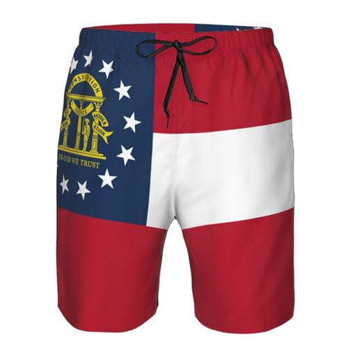 Georgia Flag Print Stylish Men Beach Shorts Lightweight Cozy Swim Trunks Summer Casual Outings Holiday4
