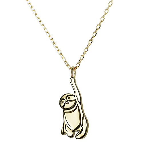JO & JUDY Faultier Halskette Gold - Süßer Motiv-Anhänger aus vergoldetem 925 Sterlingsilber an 46 cm vergoldeter 925 Sterlingsilber Kette - Accessoire Schmuck