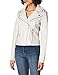 Guess Women's Faux Leather Moto Jacket with Snake Embossed Print, Stone, Medium