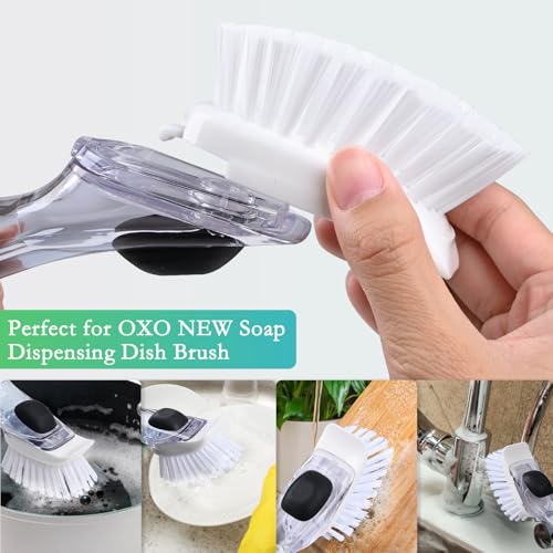 Image of New Brush Refills for OXO New Soap Dispensing Dish Brush - 8 Pack Dish Brush Cleaning Soap Dispensing Head Replacement for Scrubber