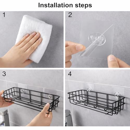 Image of DecorTwist Bathroom Organiser Without Drill | Self Adhesive Wall Shelf Rack | Rustproof Metal | Shampoo Holder for Bathroom | Wall Mounted Storage with Hooks | Kitchen Laundry | 28 cm (Pack of 2)