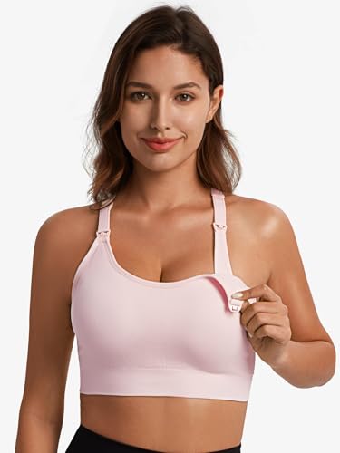 Image of Angelhood Nursing Bras for Breastfeeding, Seamless Nursing Sports Bra Medium Impact Support Maternity Bras for Pregnancy