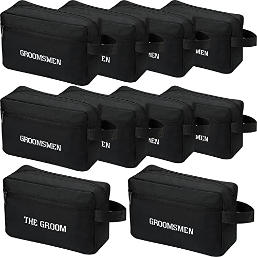 Kacctyen 10 Set Groomsmen Gifts Men Toiletry Bags Men's Travel Shaving Kit Oxford Cloth Travel Bag Toiletry Case Pouch Gifts for Wedding Bachelor Party Favors