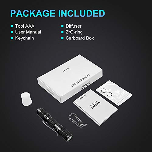 LUMINTOP Tool AAA Waterproof Flashlight, 130 Lumens, IPX-8, TIR Lens, 3 Output Modes, Memory Function, Battery Powered