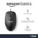 Amazon Basics 3-Button USB Wired Mouse with Scrolling and Tracking - Standard, Black - Image 2
