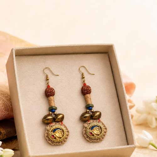 Image of Royal Queen & Empress Handcrafted Tribal Dhokra Earrings Collection for Women - Statement Ethnic Designs in Multiple Colours