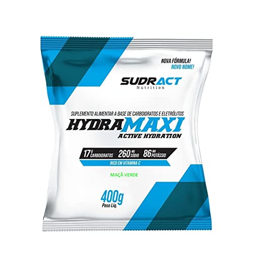 Isotônico em pó Hydramaxi Sudract - Rende até 10 litros - Energy Drink - Pré e durante os treinos (Maçã Verde)