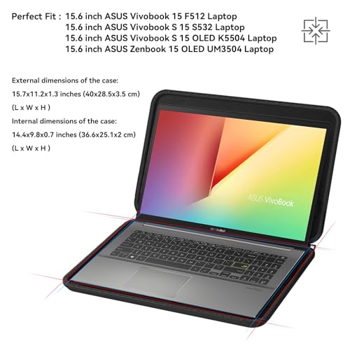 Image of Smatree Hard EVA Protective Sleeve Case Compatible for 15.6 inch ASUS Vivobook 15 F512 /S 15 S532 /S 15 OLED K5504 Laptop, for 15.6 inch ASUS Zenbook 15 OLED UM3504 Laptop Waterproof Sleeve (A1600)