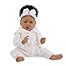23inch 58cm Schwarzafrikanische Babypuppen Silikon wiedergeborene handgemachte Puppe Lebensechte Neugeborene Babypuppen für Mädchen Geburtstag Chirstmas Geschenk (Baumwolle Körper-Braune Augen, 03)