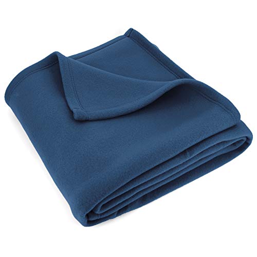 Linnea Couverture Polaire 240x260 cm Isba Marine 100% Polyester 320 g/m2 traité Non-feu