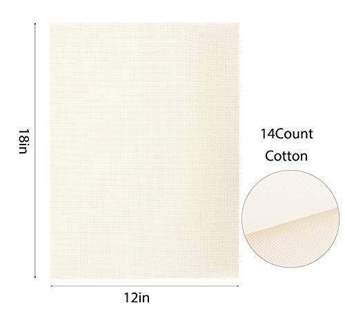 Aida Cloth 14 Count Cross Stitch Fabric 12×18Inch 6 Pieces 3 Colors (Natural+Khaki+Tan) #TOP1