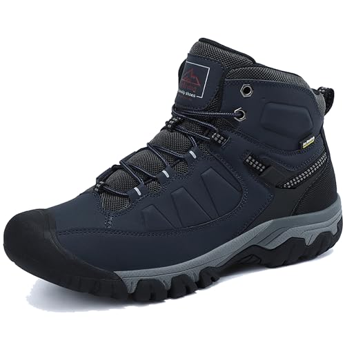 AX BOXING Botas Hombre Invierno Forradas Calientes Botas Nieve Antideslizante Botas Montaña Tamaño 41-46 EU(Azul, 43 EU)