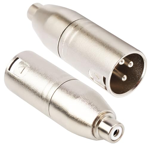 tisino Female RCA to XLR Male Adapter, XLR to RCA Converter Gender Changer Audio Coupler Connector - 2 Pack