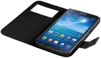 HHI Samsung Galaxy Mega 6.3 S-View Flip Wallet Case with Stand BLACK. Slim Style with Folio Flip Cover Support Auto Sleep and Wake Feature for Galaxy Mega 6.3