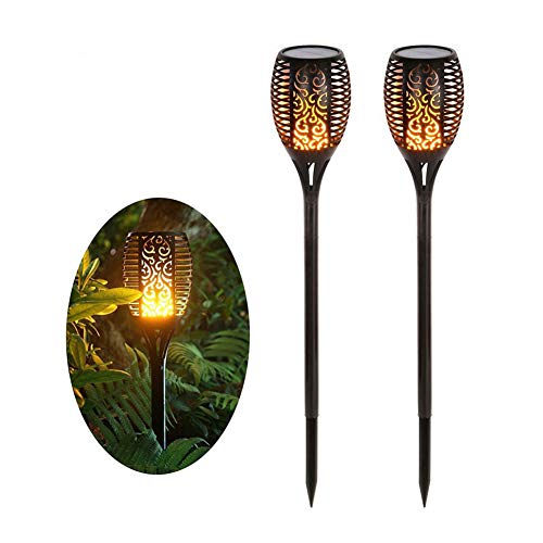 Cratone Solar Garden Flames Torches 96 LED Garden Lights Outdoor Solar Spotlight IP65 Waterproof for Backyard Gardens Lawn Lighting Pack of 2