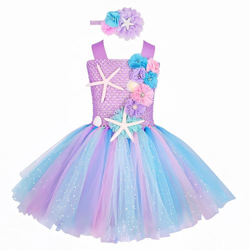 El Mejor Listado de Vestidos para Niña del mes. 40 HomeChi La Sirenita Vestido Tutu de Lentejuelas con Diadema, Disfraz de Princesa Sirena para Niñas, Halloween Cosplay Fiesta Disfraces Navidad Cumpleaños Regalo para 3-10 Años,...