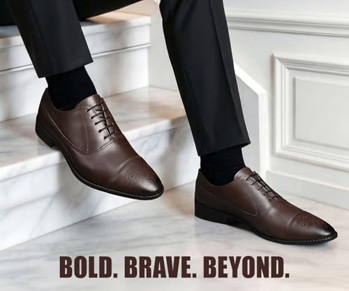 Image of LOUIS STITCH Derby Formal Shoes for Men | Lace-Up Cap Toe | Ideal for Business, Casual, Parties (RGCTBB)