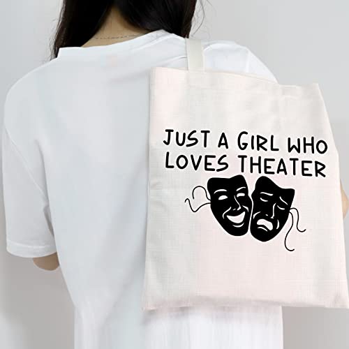 MEIKIUP Theater Gifts Theater Actor Makeup Bag Drama Theater Lover Gift Drama Teacher Gift Who Loves Theater Travel Zipper Cosmetic Bag (Loves Theater Tote Bag)2