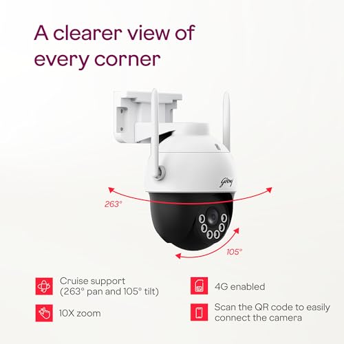 Image of Godrej 3MP Smart 4G Mini PT CCTV Camera | EVE Pro 4G Mini PT | Night Vision | 360 View | AI Human Tracking | Motion Detection | Outdoor Camera | 2-Way Talk | 256GB SD Card Support | Alexa Support