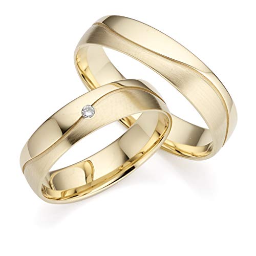 123traumringe Eheringe Gold 333 | Paarpreis mit 1 Brillant inkl. Gravur I Gelbgold Trauringe für Sie und Ihn I Hochzeitsringe Verlobungsringe Partnerringe Cover