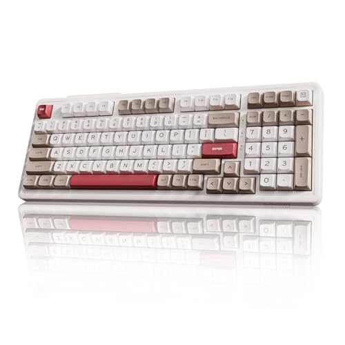Image of AUSDOM H98 Wireless Bluetooth Mechanical Keyboard, BT5.3 /Type-C /2.4G Tri-Mode Hot Swappable Custom Gaming Keyboards, Gasket, RGB, Numpad, Computer Keyboard for Mac /Win /Office, 98 Keys(Clicky Sound)