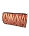 Handmade Red Rectangular Ikat Patterned Raffia And Wood Clutch Bag