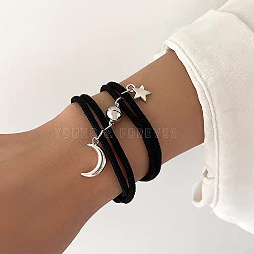 Image of Young & Forever Gift Fashion Long Distance Touch Gold Silver Rose Gold Couples Friendship Best Friend hand Couple matching Mens Magnetic Magnet bracelets for Women /Girls Silver bracelet for Men /Boys