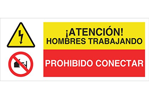 Cofan - Señal Poliestireno 1,5Mm 507X210 En Oferta Cofan Cap13Pl507210 - Señal De Seguridad&Quot;¡Atención! Hombres Trabajando/Prohibido Conectar&Quot;