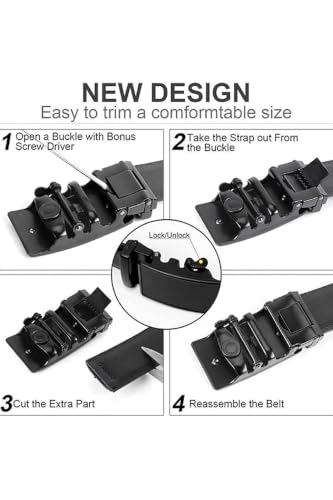 Image of ZEVORA Men's Auto Lock Buckle Leather Belt for Men, Formal /Casual,Autolock 01
