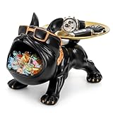 Nagpew French Bulldog Tray, Resin Bulldog Statue Candy Dish, Cool Black Key Holder Jewelry Bowl Decor for Entryway, Table, Office, Modern Art