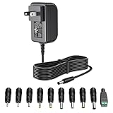 DONYOIE 15V 2A 1.5A Power Supply 15 Volt Charger 2000mA 30W Max Regulated Switching AC to DC Cord Adapter with 10 Replacement Connector 100V - 240V Input Adaptor US Wall Plug