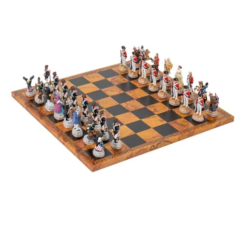 Jeu d'échecs guerre d'indépendance américaine échiquier similicuir vintage