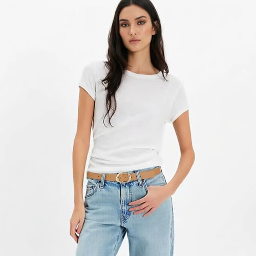 Image of Earnda Women Leather Belt for Jeans Dresses Fashion Buckle Waist Belts