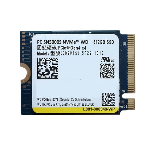 WD PC SN5000S SSD 512GB M.2 2230 30mm NVMe PCIe 4.0 Gen4 x4 Series Solid State Drive for PS5 Dell HP Lenovo Ultrabook Su - Detailed View