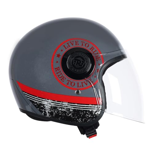 Image of ROYAL ENFIELD Copter Live to Ride Open FACE Helmet Grey & RED M