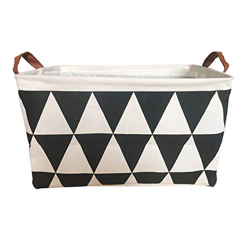 Image of SAKUYV Canvas Storage Bins Toy Basket Collapsible Box Chest Organizer Water-Resistant Nursery for edroom, Closet, Kid's Toys, Laundry (Black-2)