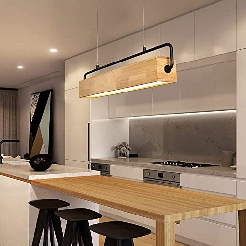 Suspension bois LED pour table de salle à manger chaleureuse