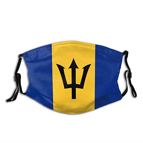 Bluestar Barbados Flag Reusable Face Mask Balaclava Washable Outdoor Nose Mouth Cover Fashion With 2 Filters For Unisex Men Women
