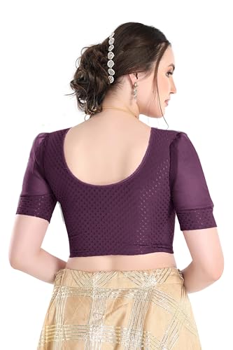 Image of FINESTFIT Stay On Trend Fashion 100% Cotton Readymade Blouses for Women,Round Neckline with Organza Balloon Sleeves.