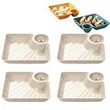 Sauce Separated Plate, Japanese Dumpling Plate with Sauce Dish, Reusable Chip and Dip Serving Dishes for Dumplings, Tacos, Appetizers, Fruit & Charcuterie, Party and Everyday Dining
