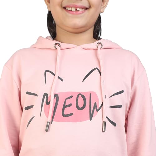 Image of LABEL MY Girls Cotton Loop Knit Full-Sleeve Printed Hoodie Sweatshirt & Joggers Tracksuit | Comfortable and Stylish Coord Set for Kids & Teens| 5-16 Years