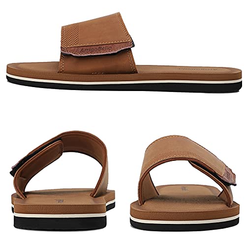 Arrigo Bello Men's Slides Sandals Adjustable Slip On Slippers Open Toe Sport Athletic Sandals Indoor Outdoor(Yellow, Size_10 #TOP2